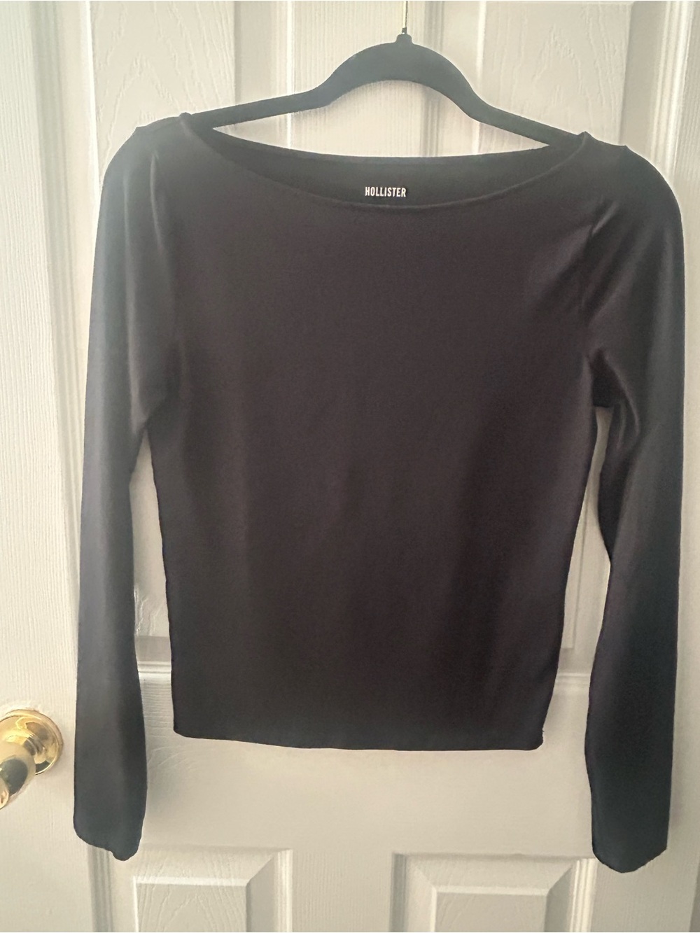 Hollister Black Long-Sleeve Boatneck Top